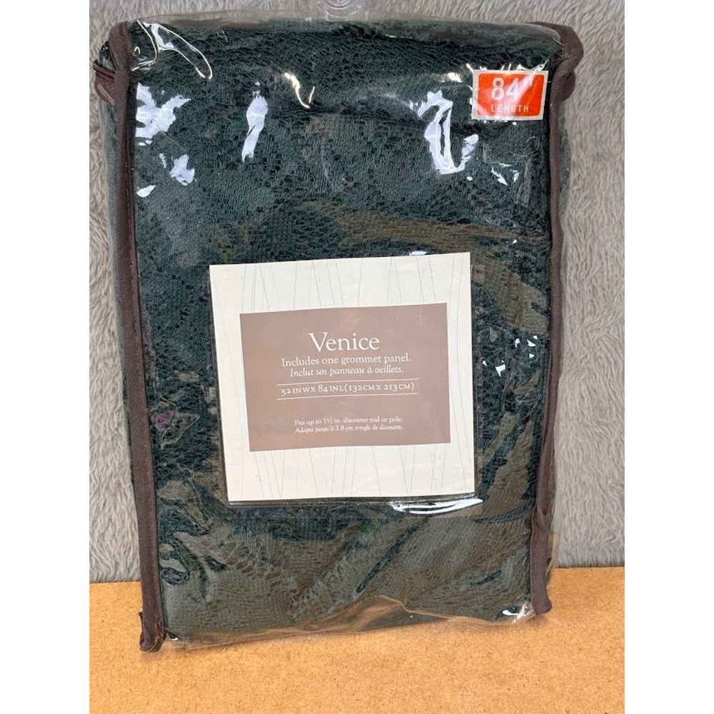 Venice Hunter Green Lace Grommet Curtain Panel 52 x 84 Floral Light Filtering